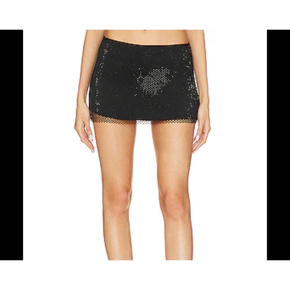 Nwot Amanda uprichard black revolve Niecy mesh sparkle rhinestone mini skirt Xs
